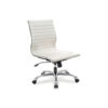 Nova Mid Back Chair without Arms in White Synthetic Leather