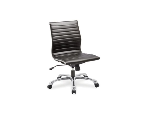 Nova Mid Back Chair without Arms in Black Synthetic Leather