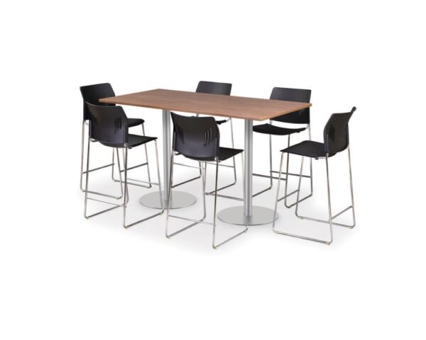 Performance Furnishings 42"H Classic Bistro Meeting Table with Round Brushed Metal Base