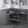 Performance Furnishings Package B5 - Reception Desk with Return and Floating Glass Transaction Top