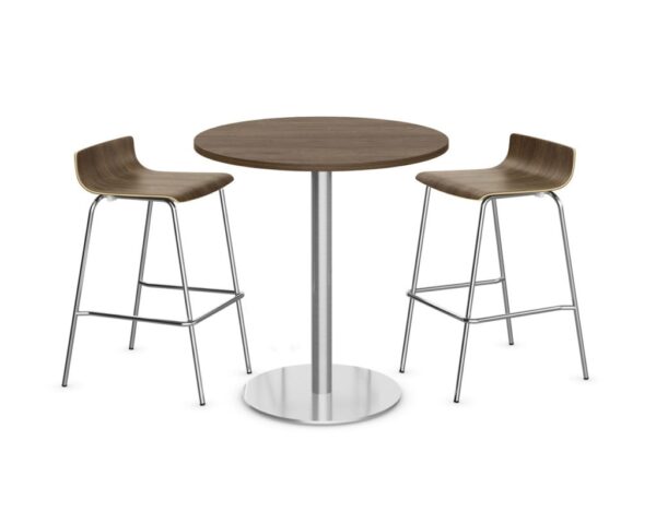 Performance Furnishings 42"H Classic Round Bistro Table with Round or Cross Brushed Metal Base