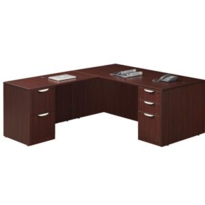 Performance Furnishings Classic L-Desk With Two Full Pedestal Files
