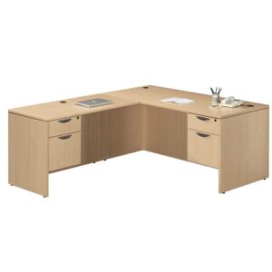 Performance Furnishings Classic L-Desk with Two 3/4 Pedestal Files