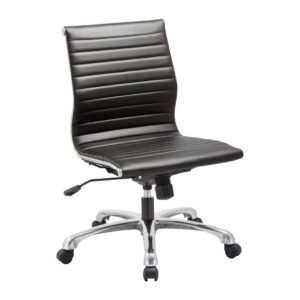 Nova Mid Back Chair Without Arms - Black Leather