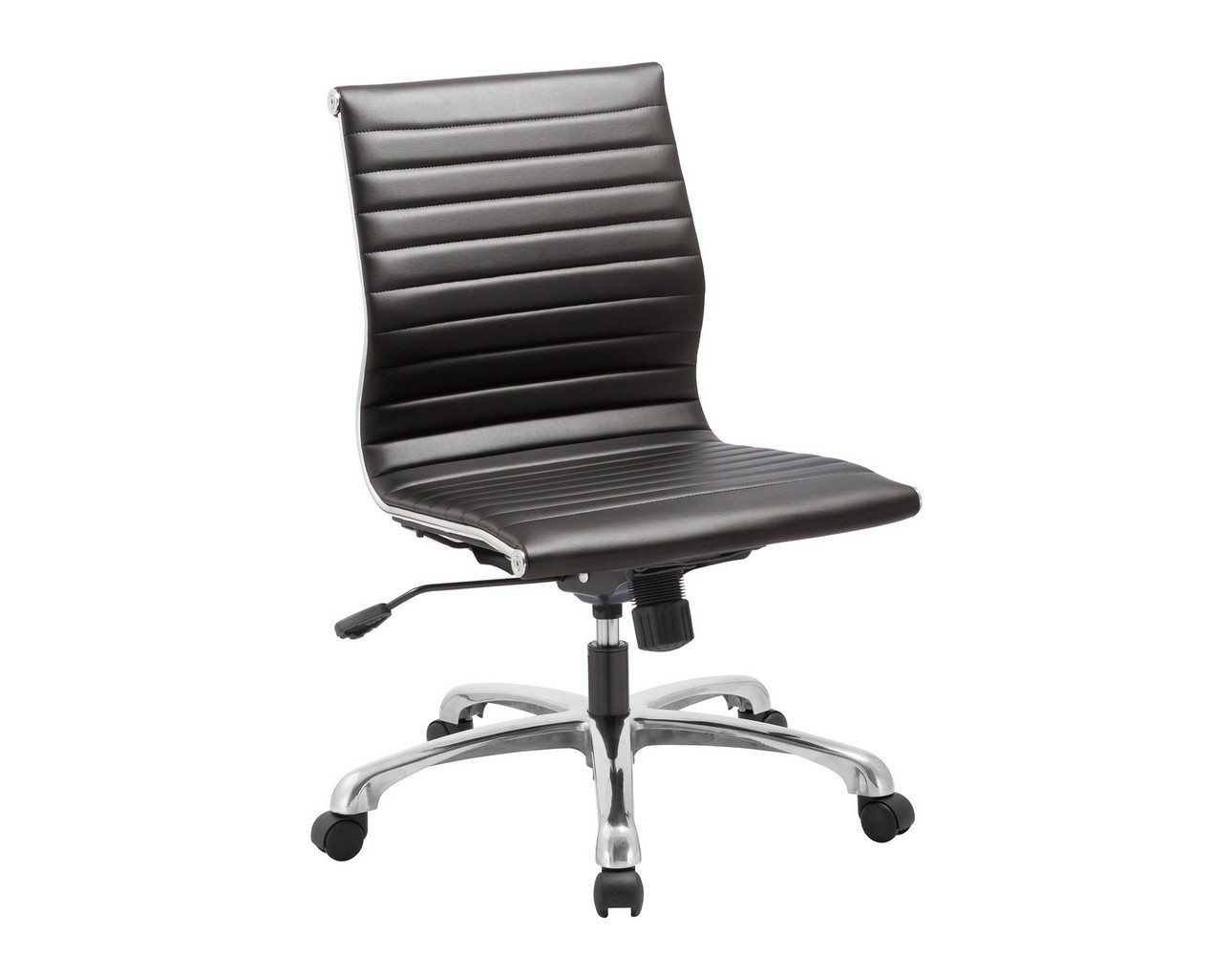 Nova Mid Back Chair Without Arms - Black Leather