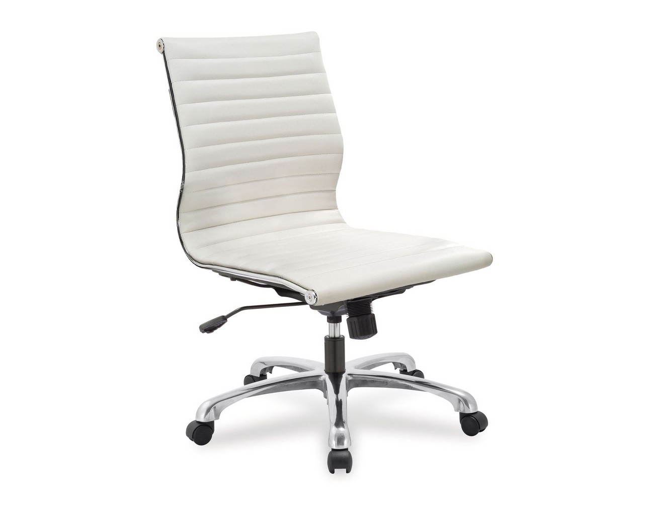 Nova Mid Back Chair Without Arms – White Leathertek
