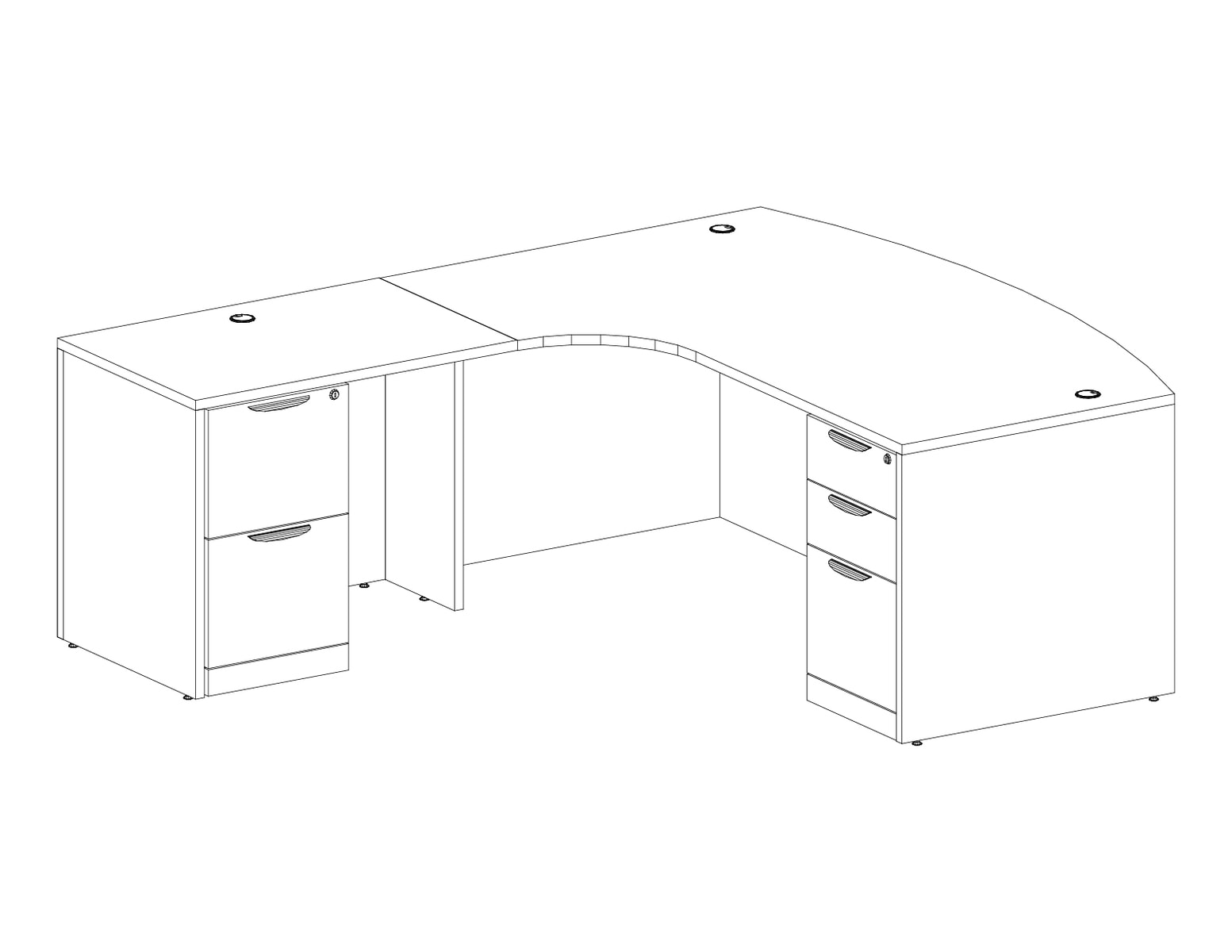 CLASSIC 71″ RADIUS BOWFRONT COMPUTER DESK e3 Office Furniture