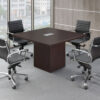 4′ Square-Edge Conference Table in Espresso with 4 Chairs.
