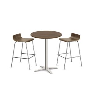 Classic Round Bistro Table with Cross Brushed Metal Base