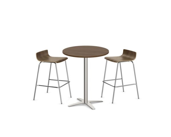 Classic Round Bistro Table with Cross Brushed Metal Base