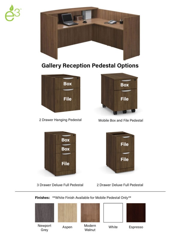 Gallery Reception Desk Pedestal Options - e3 office furniture