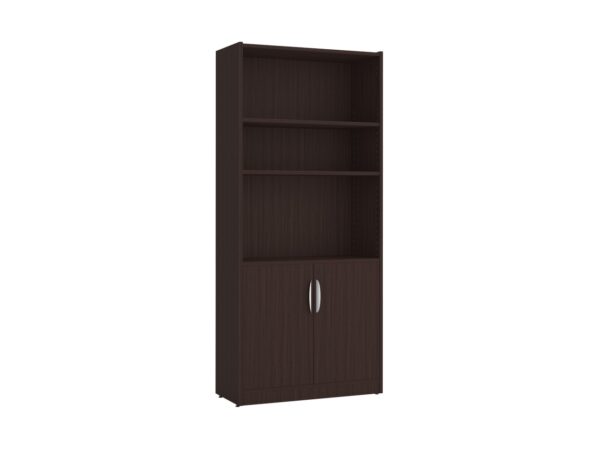6 Shelf Heavy Duty Bookcase with Espresso Finish and Locking Doors