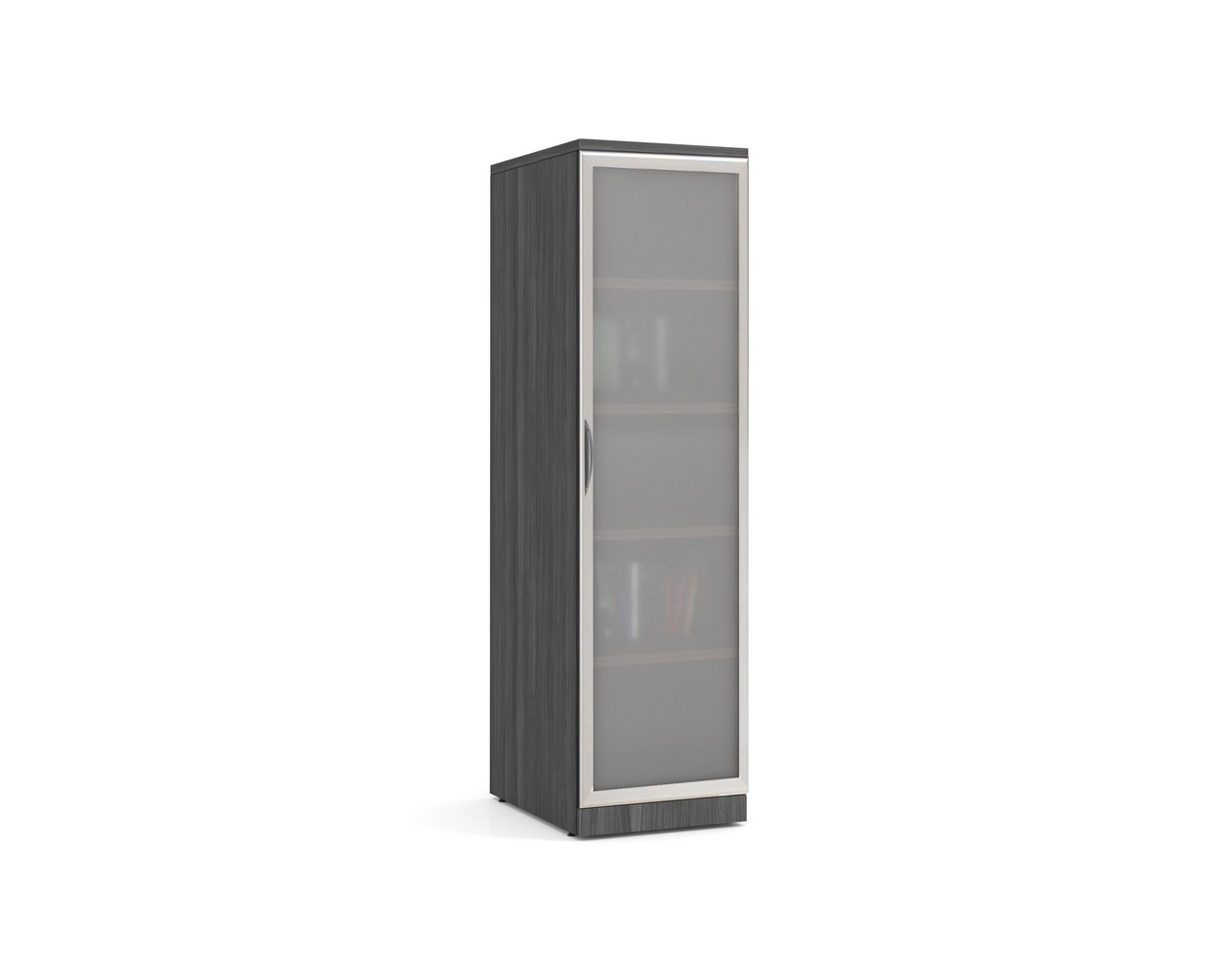 Glass Door Office Locker Storage Cabinet with Newport Grey Finish