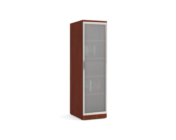 Glass Door Office Locker Storage Cabinet with Cherry Finish