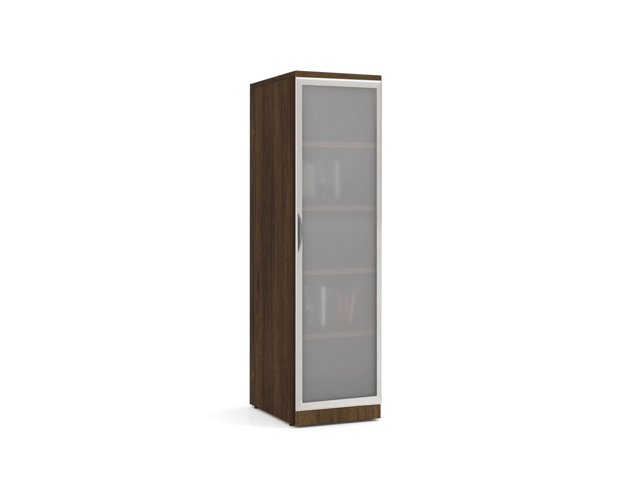 Glass Door Office Locker Storage Cabinet with Modern Walnut Finish