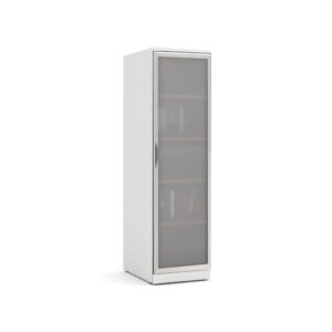 Glass Door Office Locker Storage Cabinet with White Finish