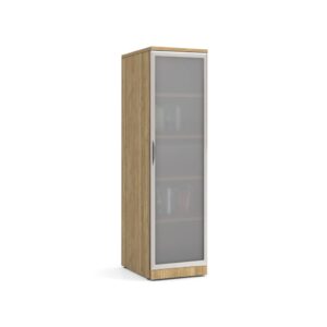 Glass Door Office Locker Storage Cabinet with Aspen Finish