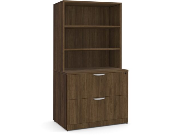 2-Drawer Lateral File with Hutch in Modern Walnut