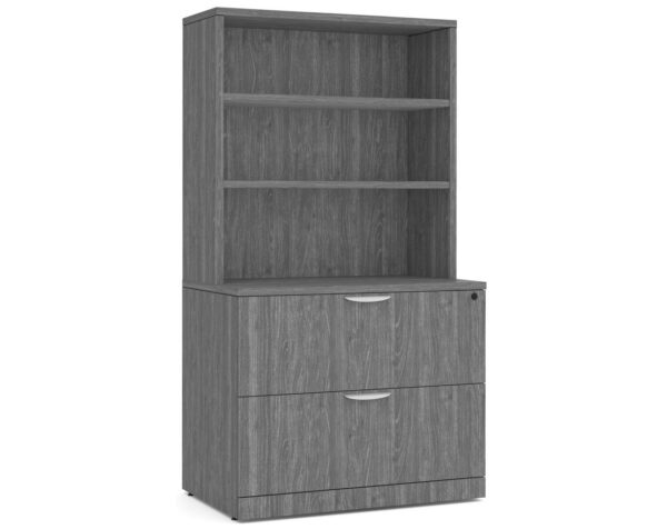 2-Drawer Lateral File with Hutch in Newport Grey
