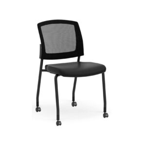 Aero Guest Chair with No Arms, with Casters - Black Antimicrobial Vinyl