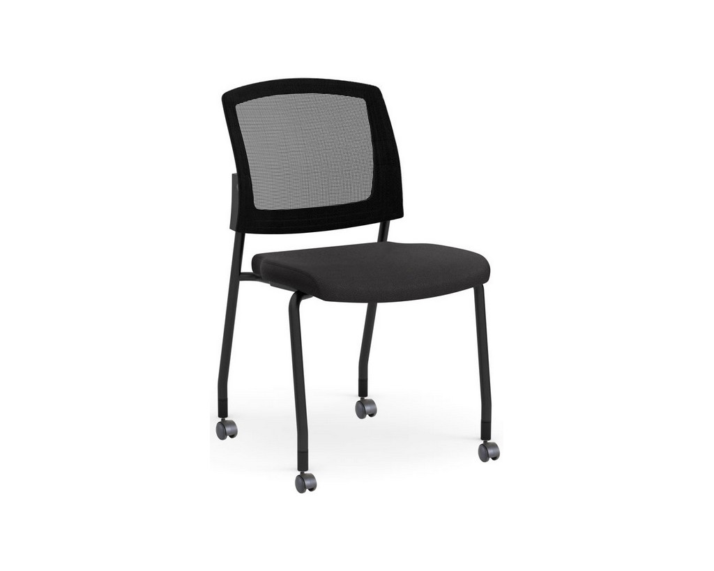 Aero Guest Chair no Arms with Castors – Black Fabric