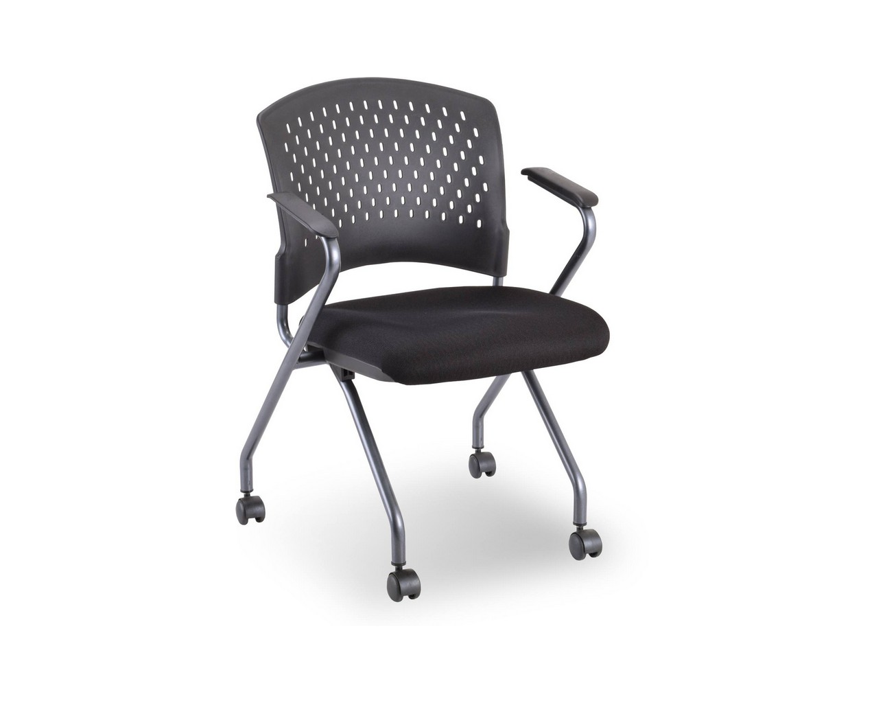 Agenda II Nesting Chair – Black Fabric Vinyl SKU 3294T