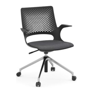 Harmony Multi-Purpose Chair - Polished Aluminum Base and Black Frame with Grey Seat