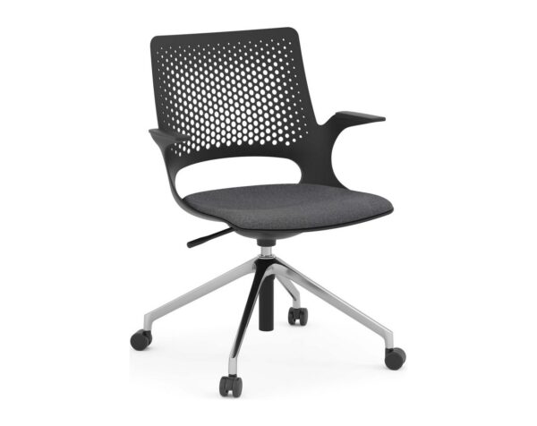 Harmony Multi-Purpose Chair - Polished Aluminum Base and Black Frame with Grey Seat