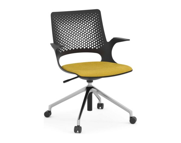 Harmony Multi-Purpose Chair - Polished Aluminum Base and Black Frame with Mustard Seat