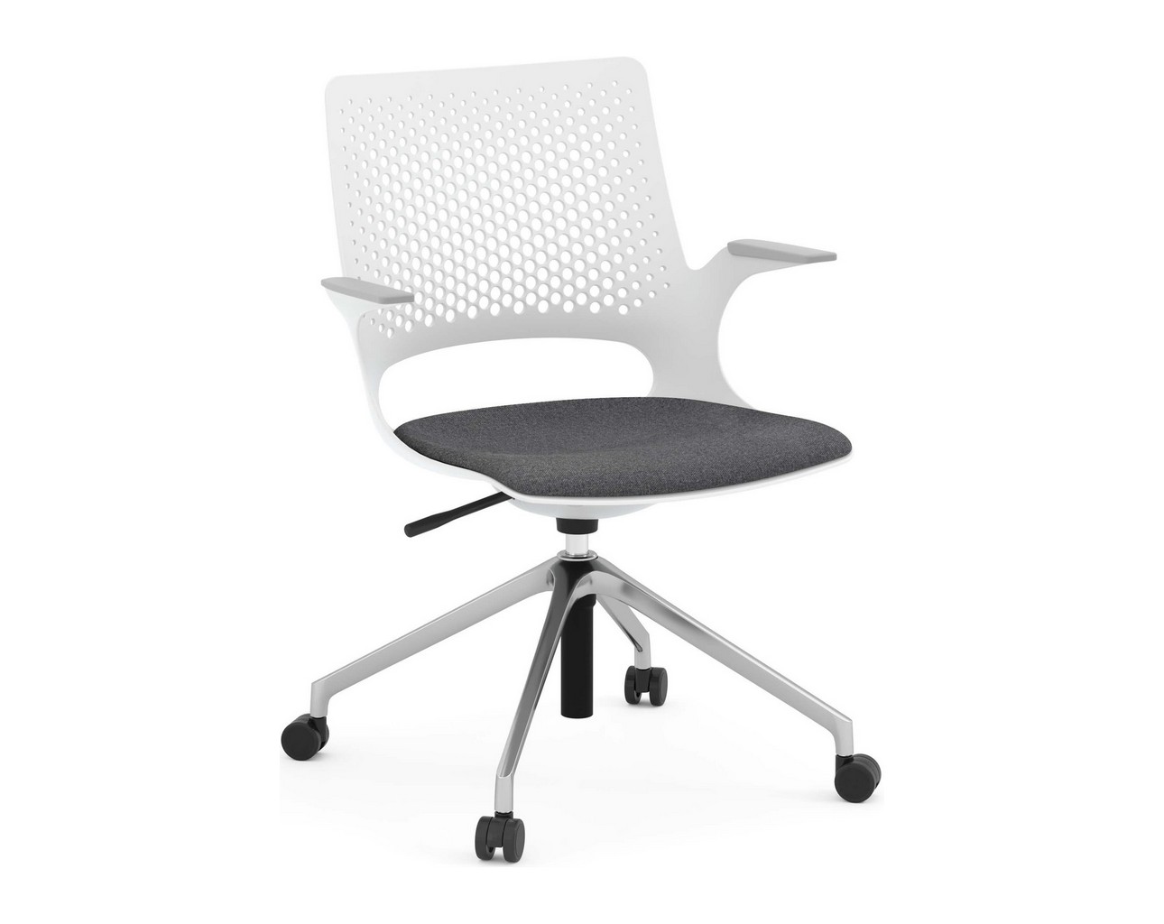 Harmony Multi-Purpose Chair – Polished Aluminum Base and Light Grey Frame with Grey Seat