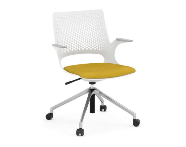 Harmony Multi-Purpose Chair - Polished Aluminum Base and Light Grey Frame with Mustard Seat