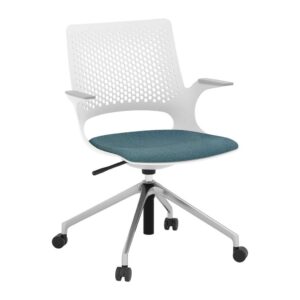 Harmony Multi-Purpose Chair - Polished Aluminum Base and Light Grey Frame with Teal Seat