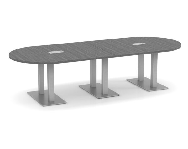 Racetrack 10ft Palmer Brushed Double Base Boardroom Table in Newport Grey