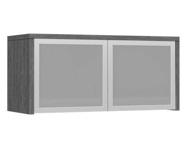 Classic Wall-Mounted Hutch with Glass Doors With Newport Grey Finish