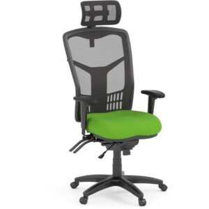 CoolMesh Executive High Back Chair - Green Fabric with Headrest