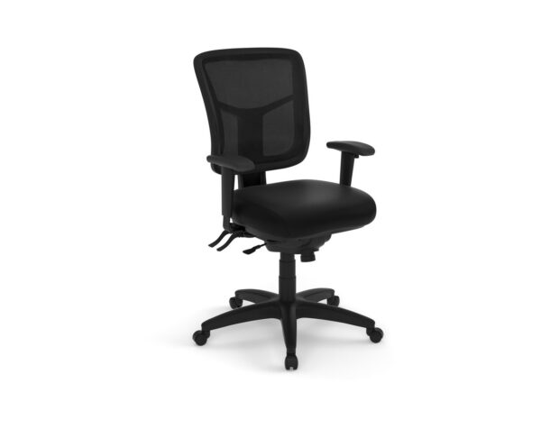 CoolMesh Executive Mid Back Chair - Black Antimicrobial Vinyl SKU 7754S