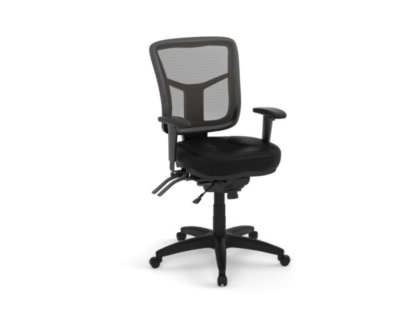 CoolMesh Executive Mid Back Chair - Black Leather SKU 7754S