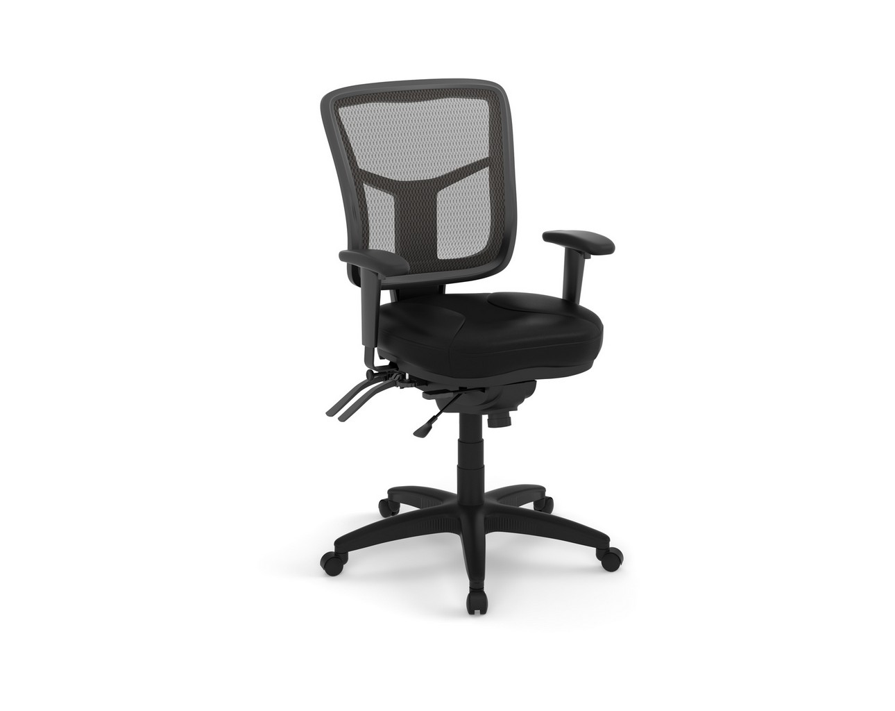 CoolMesh Executive Mid Back Chair – Black Leather SKU 7754S