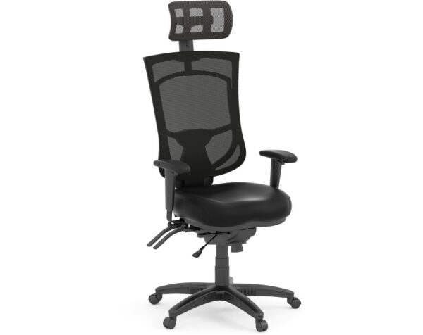 CoolMesh Pro Executive High Back Chair - Black Antimicrobial Vinyl with Headrest