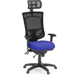 Coolmesh Pro High Back Chair with Blue Fabric Seat and Headrest