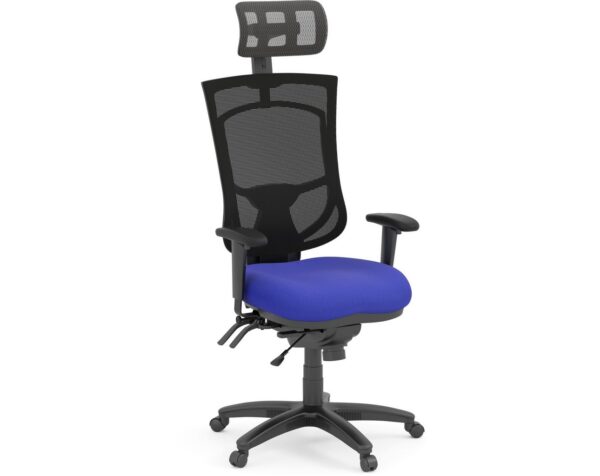 Coolmesh Pro High Back Chair with Blue Fabric Seat and Headrest