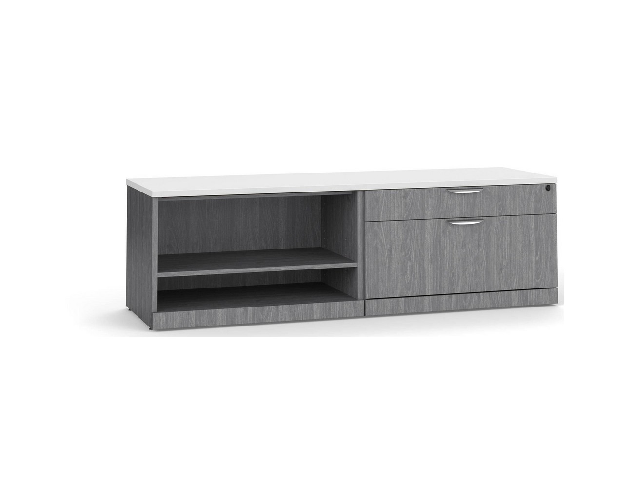 Elements Storage Cabinet and Bookshelf Credenza – NPG Base and WHT Top