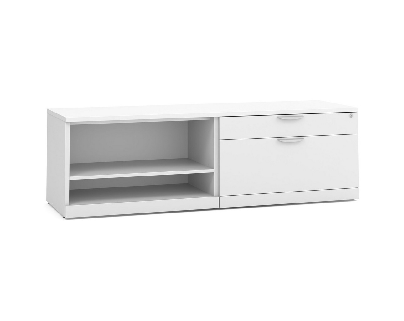 Elements Storage Cabinet and Bookshelf Credenza – WHT Base and Top
