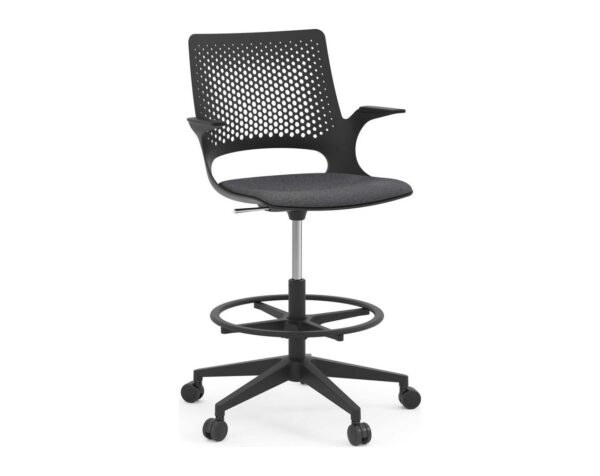 Harmony Drafting Chair - Black Frame with Grey Seat