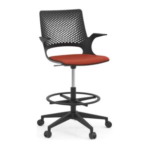 Harmony Drafting Chair - Black Frame with Red Seat