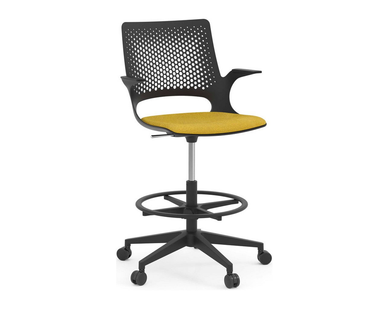 Harmony Drafting Chair – Black Frame with Mustard Seat