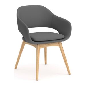 Kona Guest Chair with Natural Wood Base - Grey