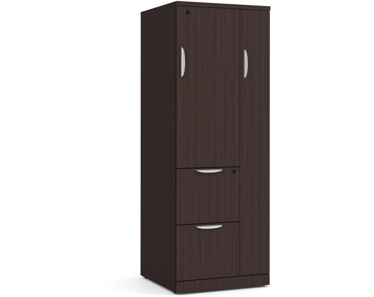 Locking Locker Wardrobe Storage Unit with Espresso Finish