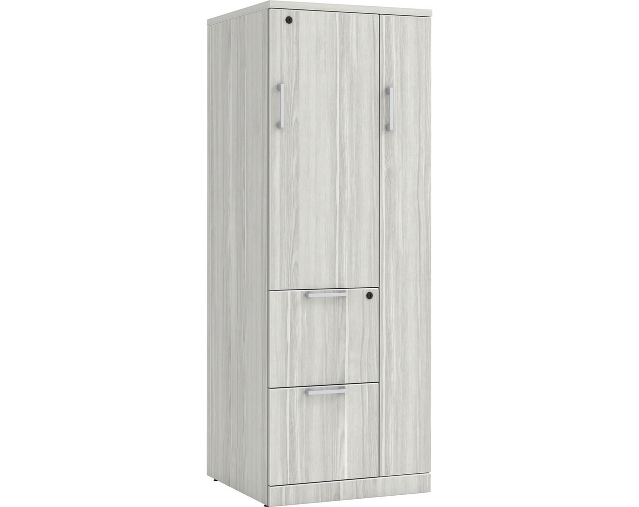 Locking Locker Wardrobe Storage Unit with Silver Birch Finish