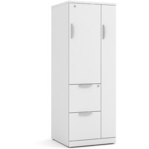 Locking Locker Wardrobe Storage Unit with White Finish